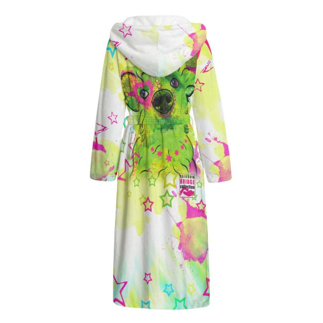 Preview: Bunter Bademantel Luna aus Flanell – flauschig & farbenfroh, Größen S–2XL